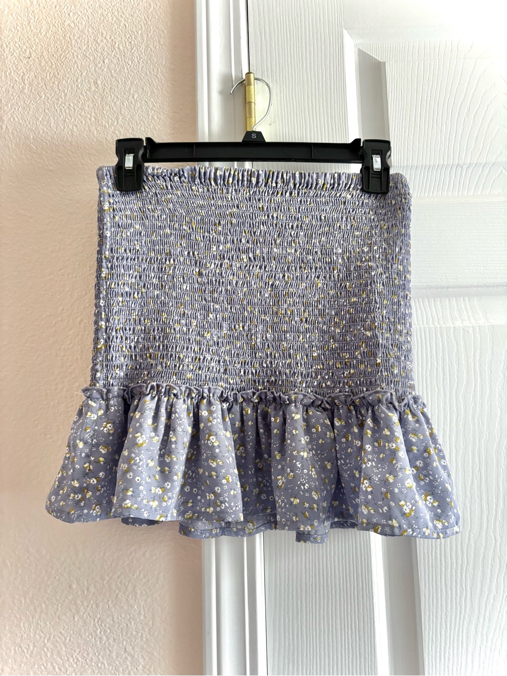 Forever 21 Purple Ditsy Floral Smocked Ruffled Mini Skirt XS